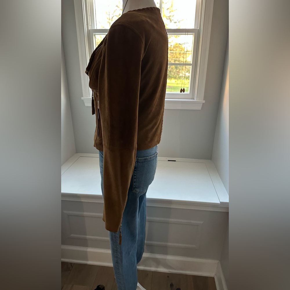 PAIGE Tobacco Color Suede Moto Jacket - Picture 7 of 16